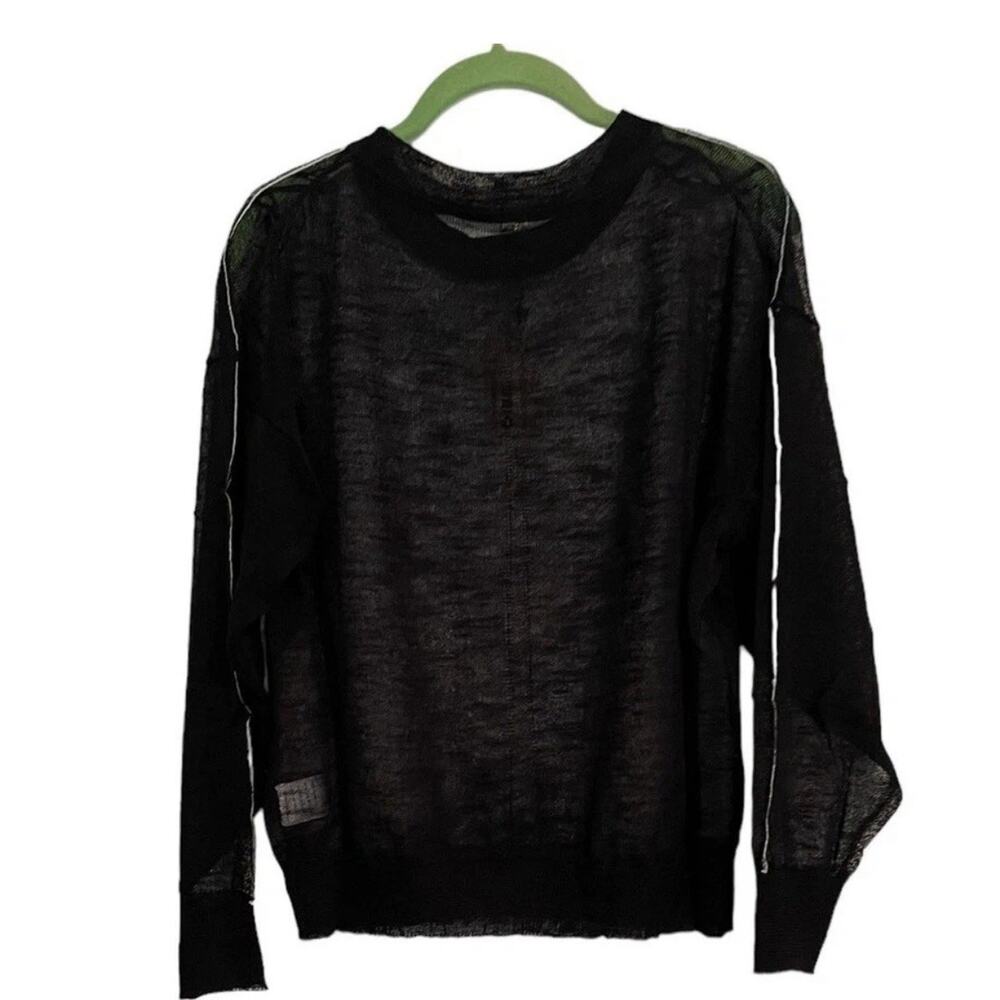 UNIQ SW-70617 Women's Sz Small/Medium Black Sheer Long Sleeve Sweater